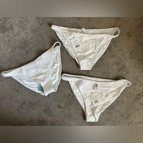 Andie Swim Bundle of 3 White Bikini Bottoms Tropez Banded Cheeky Rib XL - Picture 1 of 6
